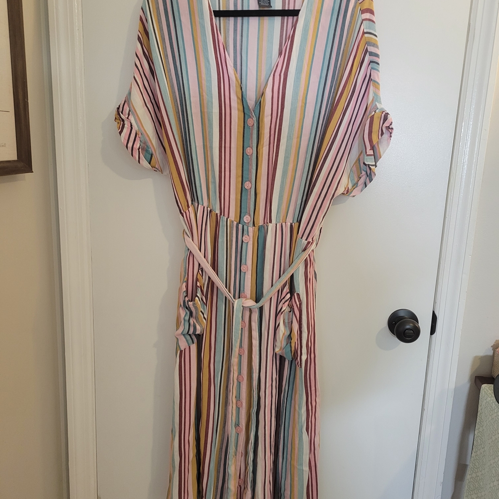 1X Striped Multicolor Maxi Dress